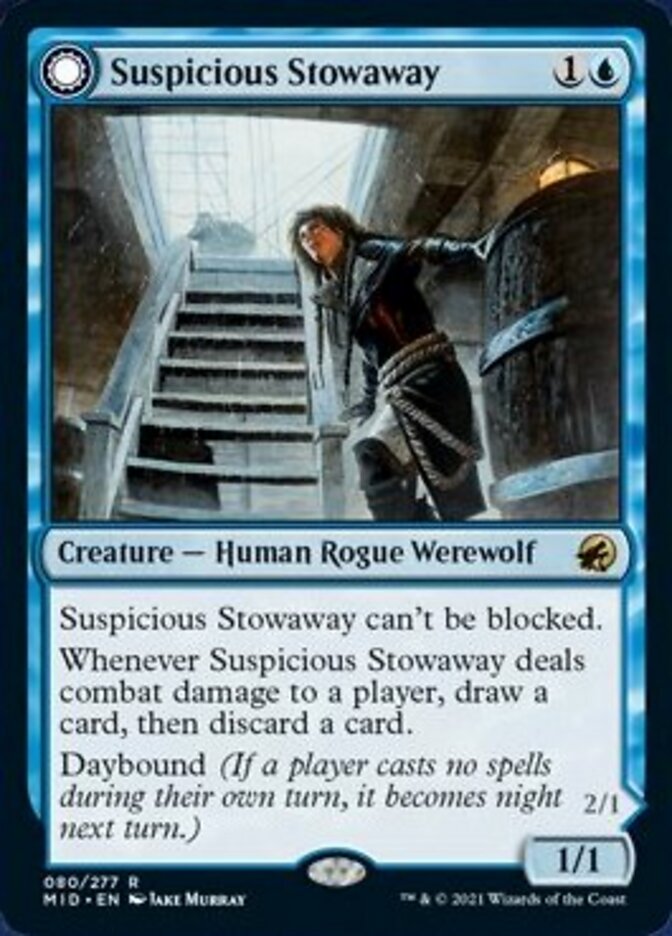 Suspicious Stowaway (MID-080) - Innistrad: Midnight Hunt: (Double Faced Transform)