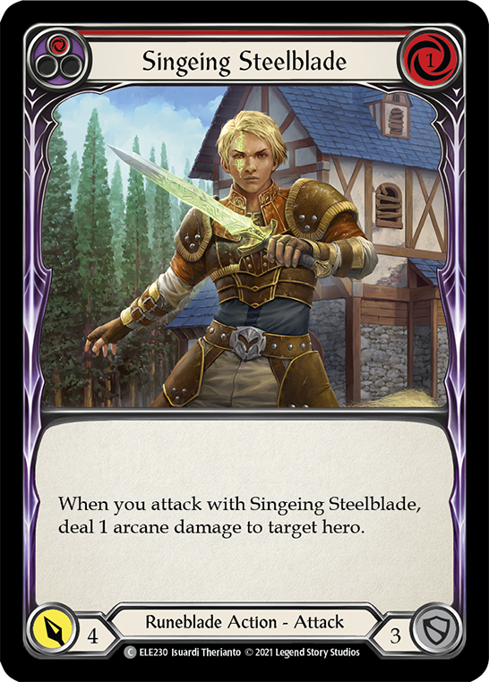 Singeing Steelblade (Red) [ELE230] (Tales of Aria)  1st Edition Rainbow Foil | The CG Realm