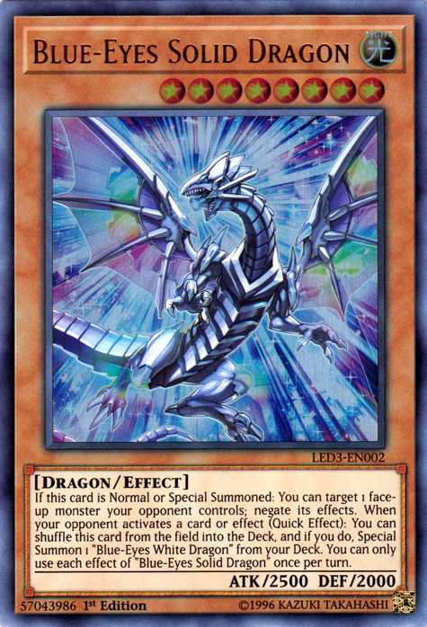 Blue-Eyes Solid Dragon [LED3-EN002] Ultra Rare | The CG Realm