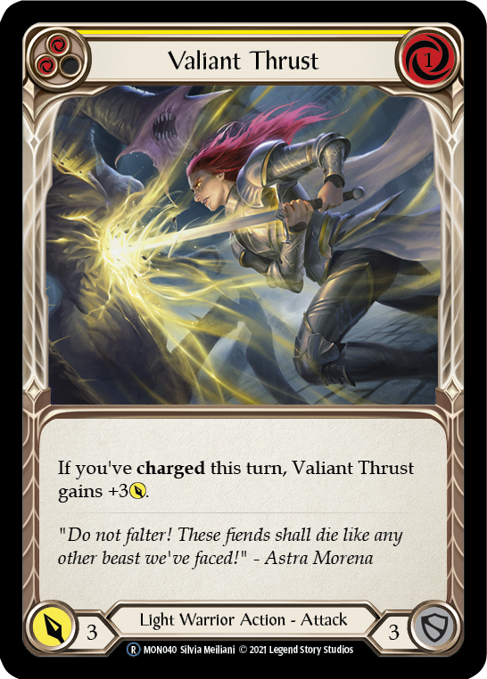 Valiant Thrust (Yellow) [U-MON040] (Monarch Unlimited)  Unlimited Normal | The CG Realm