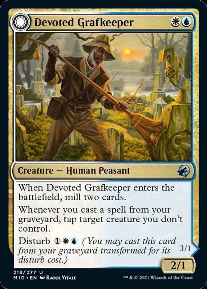 Devoted Grafkeeper (MID-218) - Innistrad: Midnight Hunt: (Double Faced Transform)
