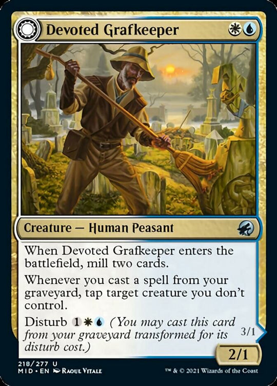 Devoted Grafkeeper (MID-218) - Innistrad: Midnight Hunt: (Double Faced Transform)