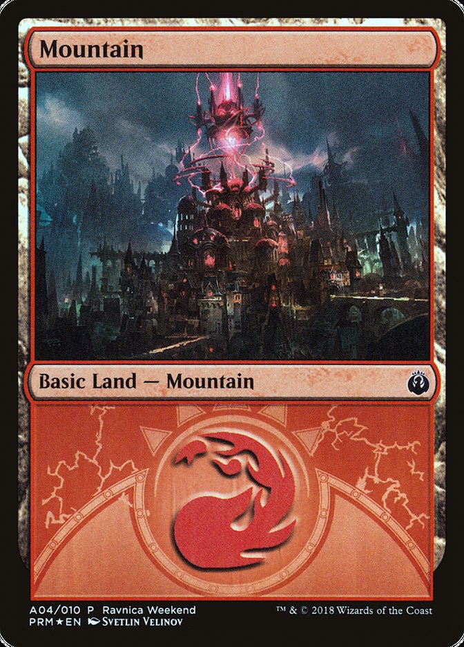 Mountain (A04) [Ravnica Allegiance Ravnica Weekend] | The CG Realm