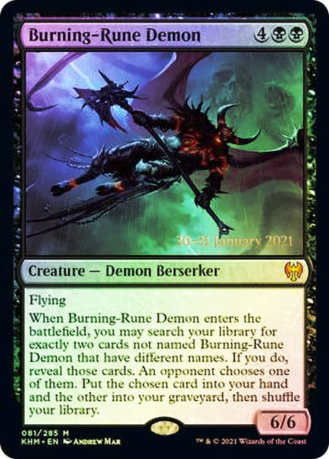 Burning-Rune Demon [Kaldheim Prerelease Promos] | The CG Realm