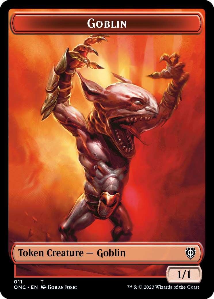 Rebel // Goblin Double-Sided Token [Phyrexia: All Will Be One Commander Tokens] | The CG Realm