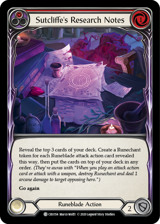 Sutcliffe's Research Notes (Red) [CRU154] (Crucible of War)  1st Edition Normal | The CG Realm