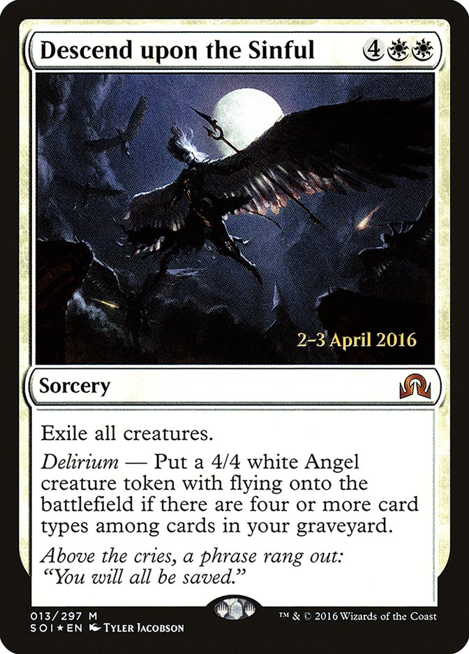 Descend upon the Sinful [Shadows over Innistrad Prerelease Promos] | The CG Realm
