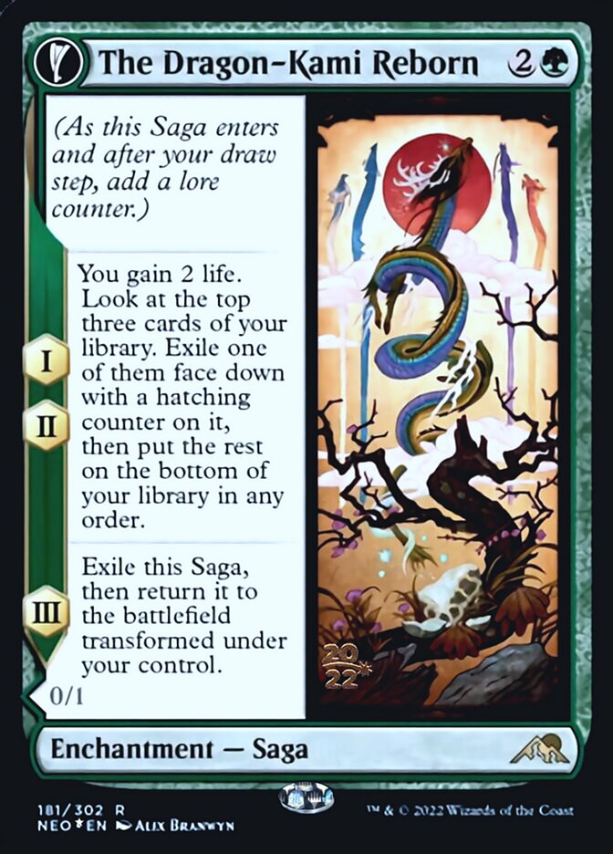 The Dragon-Kami Reborn (PRE-181) - Kamigawa: Neon Dynasty Promos: (fandfc, enchantment) Foil