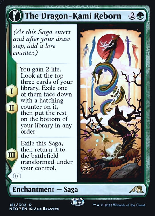 The Dragon-Kami Reborn (PRE-181) - Kamigawa: Neon Dynasty Promos: (fandfc, enchantment) Foil