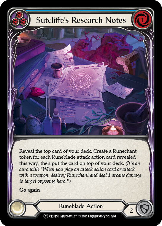 Sutcliffe's Research Notes (Blue) [U-CRU156] (Crucible of War Unlimited)  Unlimited Rainbow Foil | The CG Realm