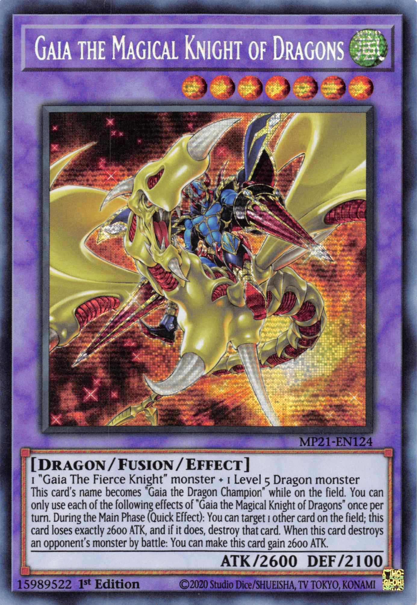Gaia the Magical Knight of Dragons [MP21-EN124] Prismatic Secret Rare | The CG Realm