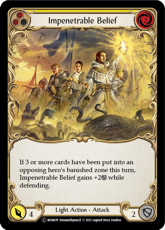 Impenetrable Belief (Yellow) [U-MON076-RF] (Monarch Unlimited)  Unlimited Rainbow Foil | The CG Realm