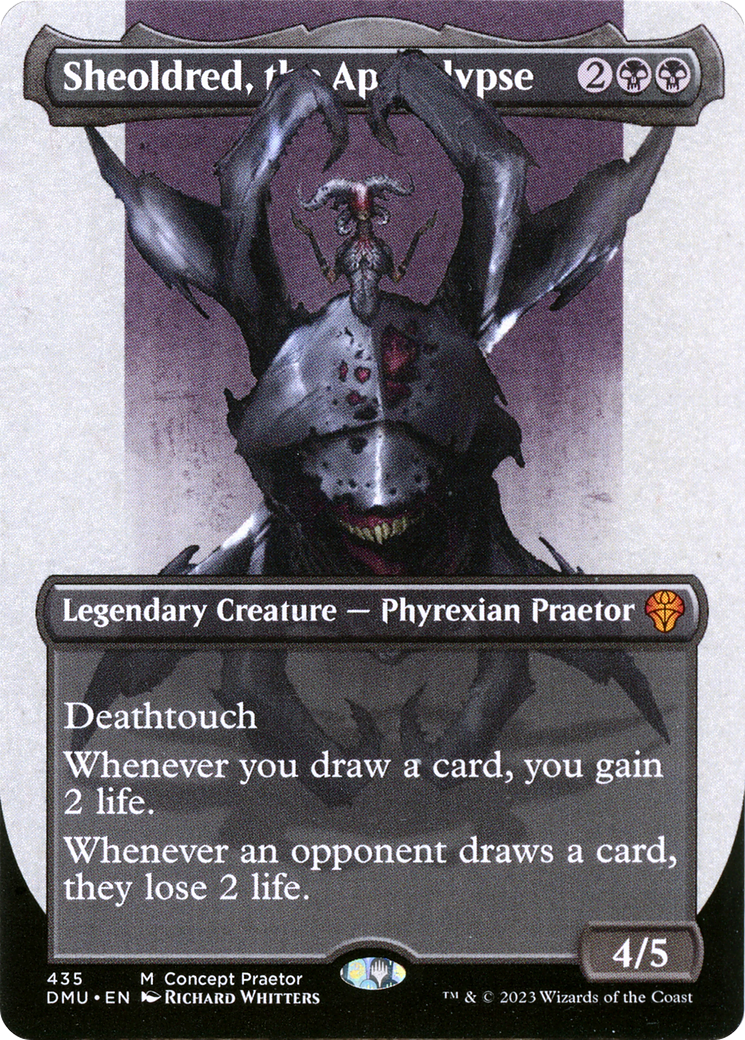 Sheoldred, the Apocalypse (Borderless Concept Praetors) [Phyrexia: All Will Be One] | The CG Realm