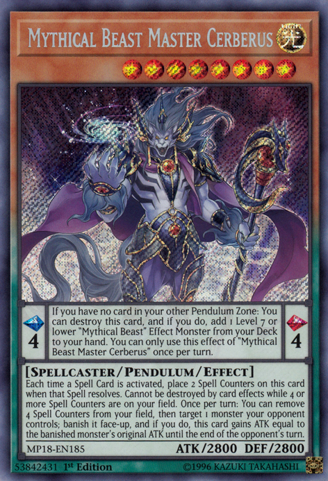 Mythical Beast Master Cerberus [MP18-EN185] Secret Rare | The CG Realm