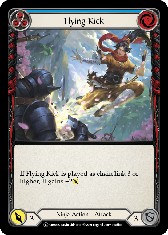 Flying Kick (Blue) [U-CRU065] (Crucible of War Unlimited)  Unlimited Rainbow Foil | The CG Realm