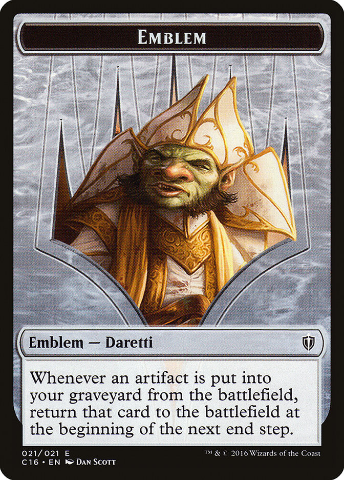Emblem - Daretti, Scrap Savant // Thopter Double-Sided Token (C16-21 // 9) - Commander 2016 Tokens
