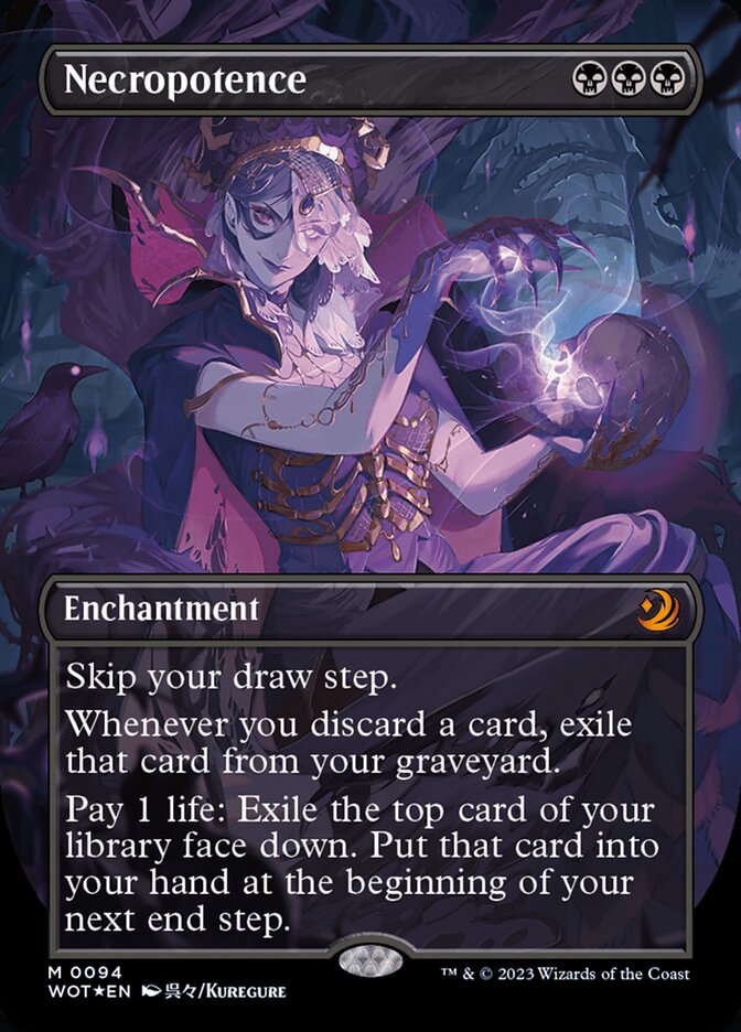 Necropotence (Anime Borderless) (Confetti Foil) [Wilds of Eldraine: Enchanting Tales] | The CG Realm