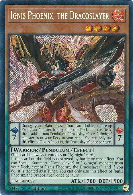 Ignis Phoenix, the Dracoslayer [DABL-EN022] Secret Rare | The CG Realm