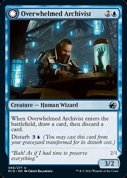 Overwhelmed Archivist (MID-068) - Innistrad: Midnight Hunt: (Double Faced Transform)