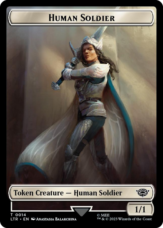 Human Soldier (0014) // Food (0022) Double-Sided Token (Surge Foil) (LTR-14 // 22) - The Lord of the Rings: Tales of Middle-earth Foil