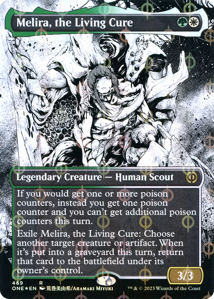 Melira, the Living Cure (Borderless Manga Step-and-Compleat Foil) [Phyrexia: All Will Be One] | The CG Realm