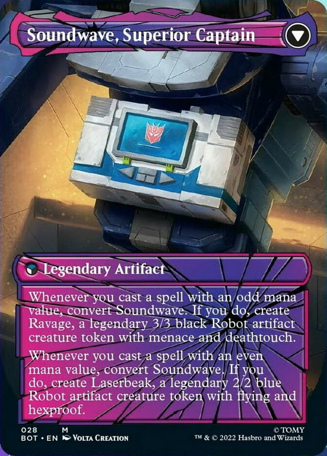 Soundwave, Sonic Spy (Shattered Glass) (BOT-028) - Transformers: (shatteredglass, convertdfc) (Borderless)