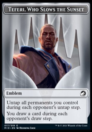 Zombie (005) // Teferi, Who Slows the Sunset Emblem Double-Sided Token [Innistrad: Midnight Hunt Tokens] | The CG Realm