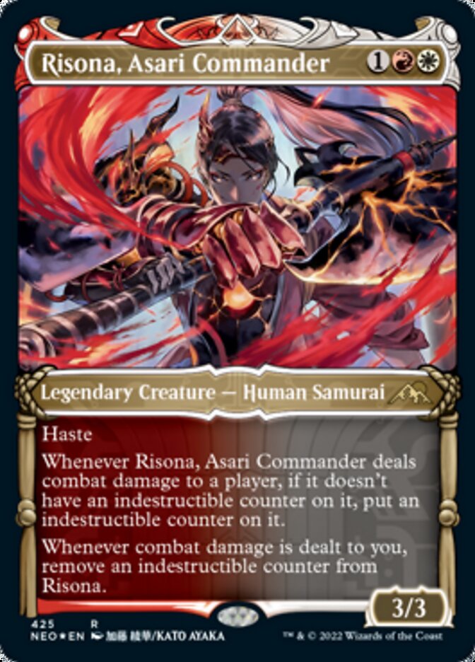 Risona, Asari Commander (Showcase) (Foil Etched) [Kamigawa: Neon Dynasty] | The CG Realm