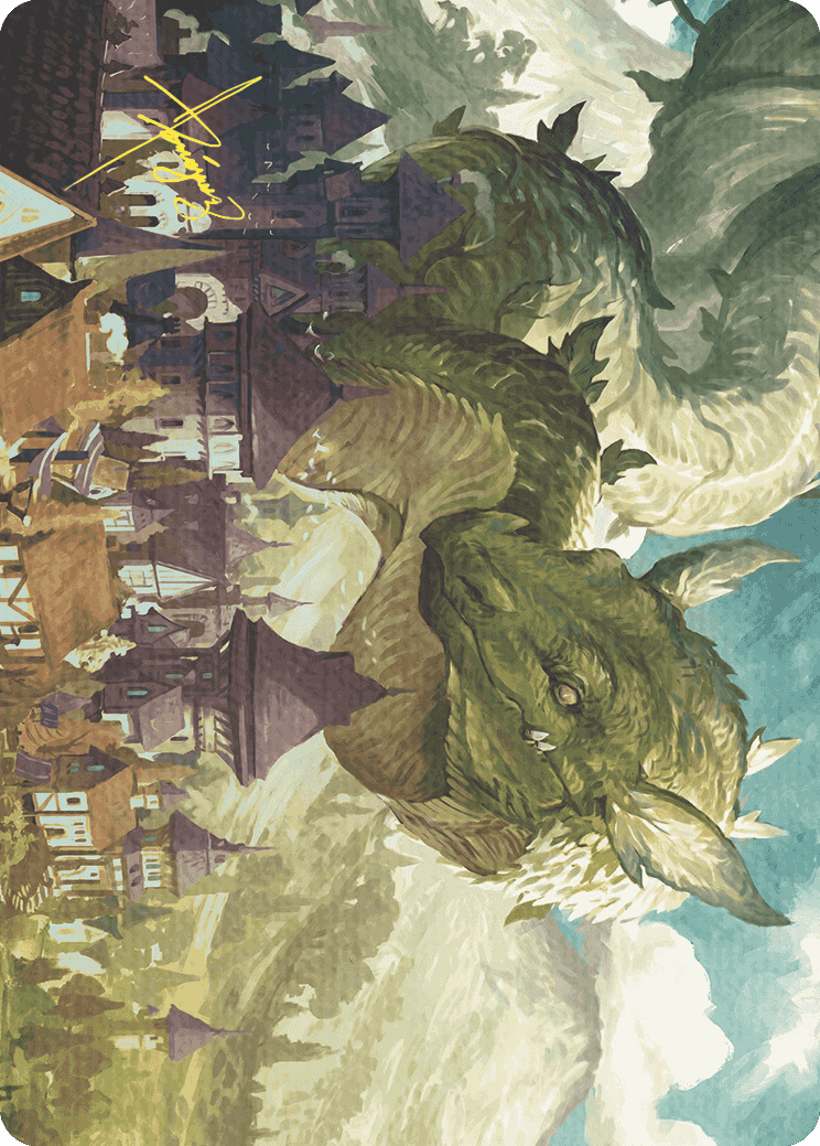 Beanstalk Wurm Art Card (Gold-Stamped Signature) [Wilds of Eldraine Art Series] | The CG Realm