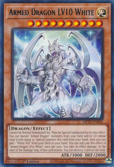 Armed Dragon LV10 White [MP22-EN005] Rare | The CG Realm