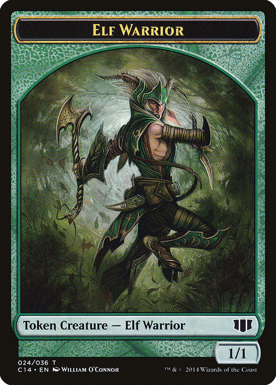 Elephant // Elf Warrior Double-sided Token (C14-22 // 24) - Commander 2014 Tokens