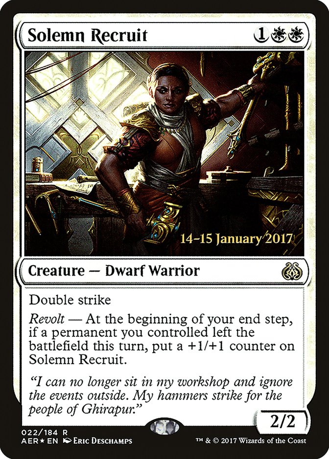 Solemn Recruit [Aether Revolt Prerelease Promos] | The CG Realm