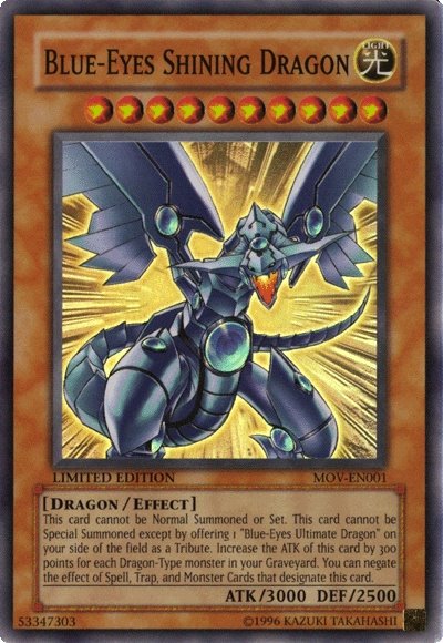 Blue-Eyes Shining Dragon [MOV-EN001] Super Rare | The CG Realm