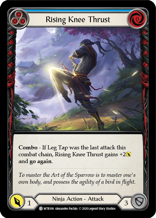 Rising Knee Thrust (Blue) [U-WTR106] (Welcome to Rathe Unlimited)  Unlimited Rainbow Foil | The CG Realm