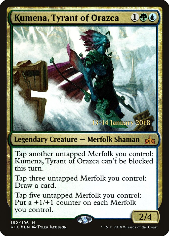 Kumena, Tyrant of Orazca [Rivals of Ixalan Prerelease Promos] | The CG Realm