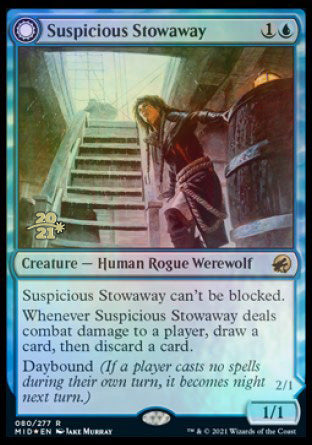 Suspicious Stowaway (PRE-080) - Innistrad: Midnight Hunt Promos: (Double Faced Transform) Foil