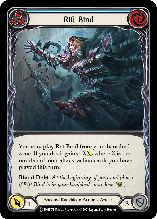 Rift Bind (Blue) [U-MON176-RF] (Monarch Unlimited)  Unlimited Rainbow Foil | The CG Realm