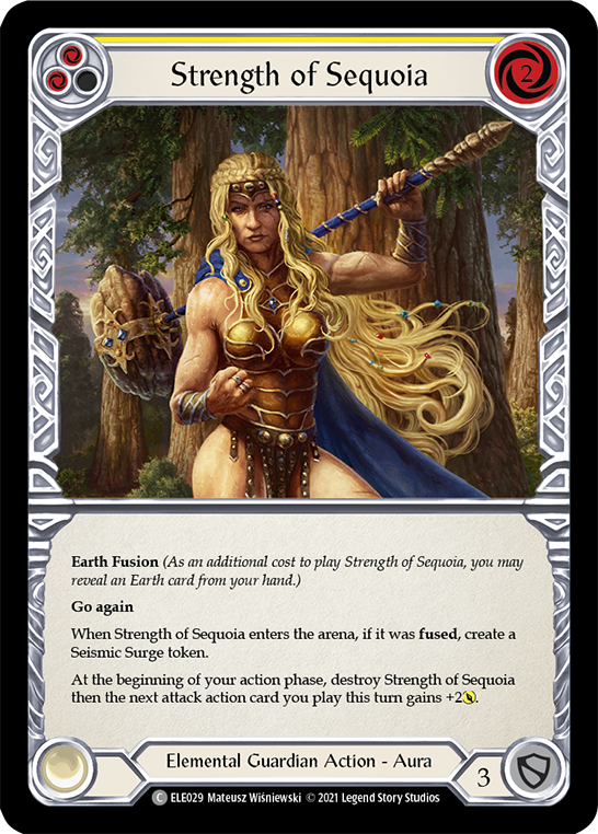 Strength of Sequoia (Yellow) [ELE029] (Tales of Aria)  1st Edition Rainbow Foil | The CG Realm