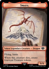 Smaug // Food (0022) Double-Sided Token (Surge Foil) [The Lord of the Rings: Tales of Middle-Earth Tokens] | The CG Realm