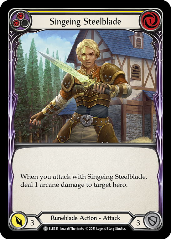 Singeing Steelblade (Yellow) [ELE231] (Tales of Aria)  1st Edition Normal | The CG Realm