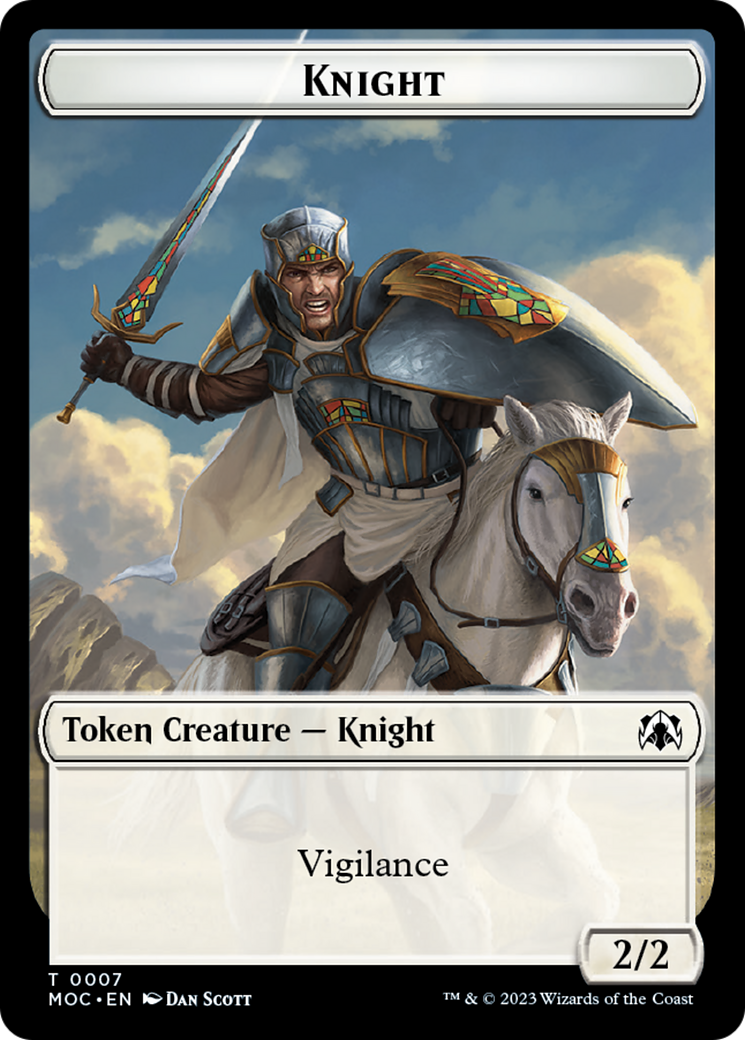 Knight (7) // Spirit (14) Double-Sided Token [March of the Machine Commander Tokens] | The CG Realm