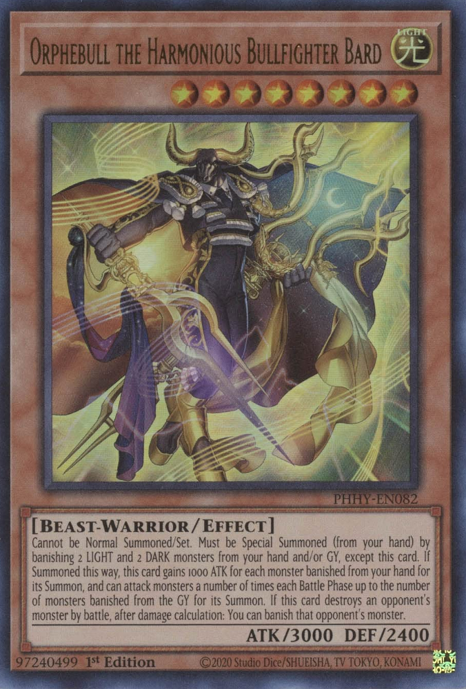 Orphebull the Harmonious Bullfighter Bard [PHHY-EN082] Ultra Rare | The CG Realm