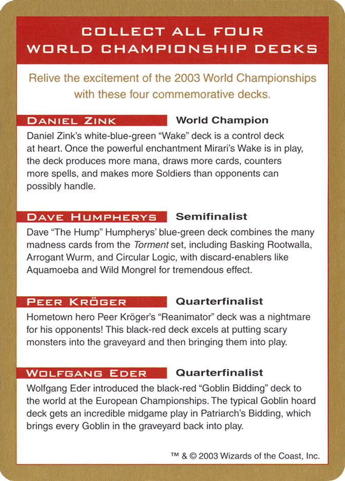 2003 World Championships Ad [World Championship Decks 2003] | The CG Realm
