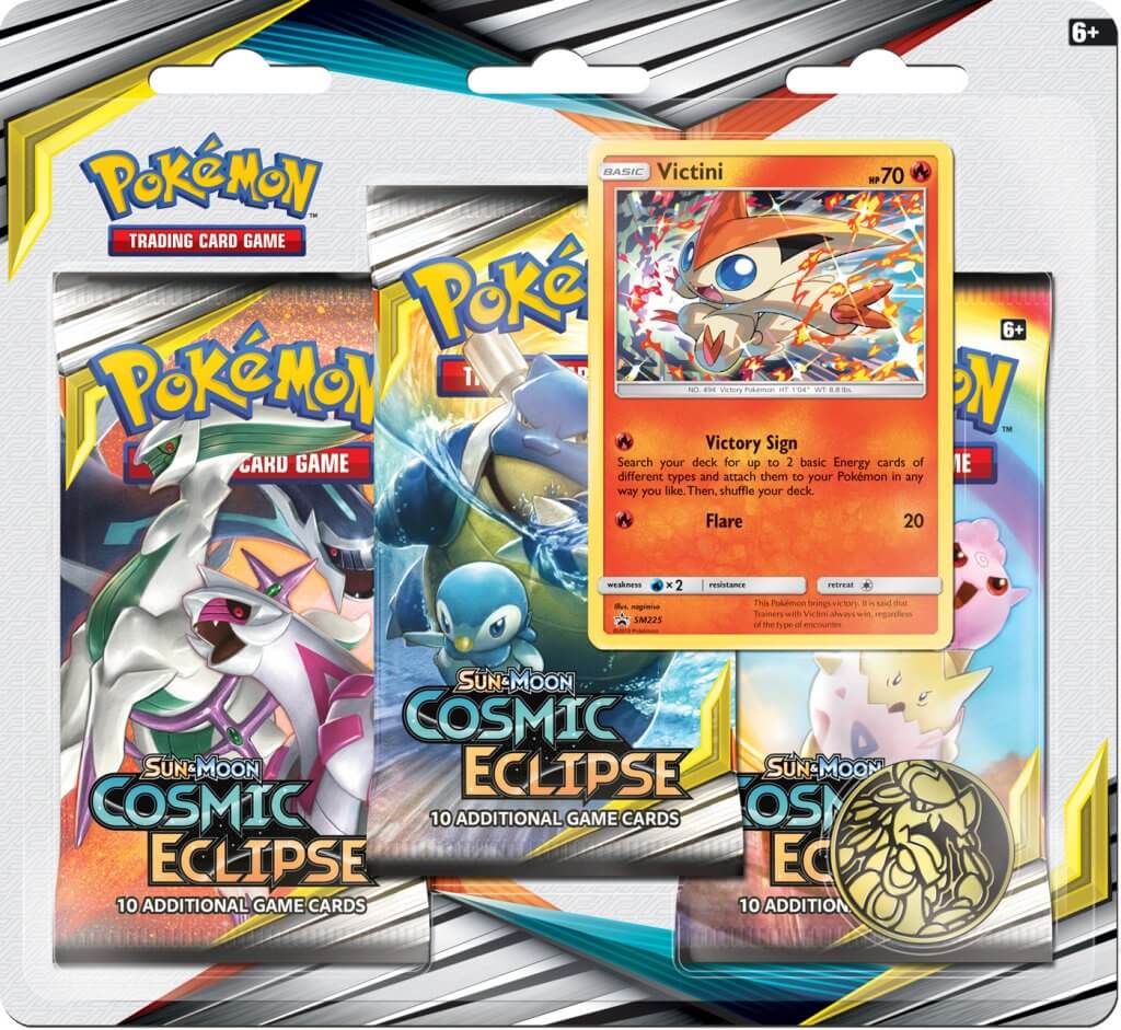 POKÉMON TCG Cosmic Eclipse Three Booster Blister - Victini | The CG Realm