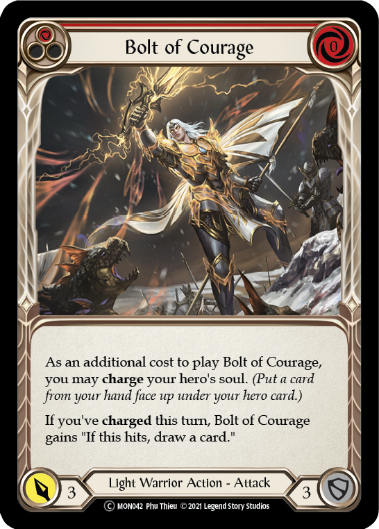 Bolt of Courage (Red) [U-MON042-RF] (Monarch Unlimited)  Unlimited Rainbow Foil | The CG Realm