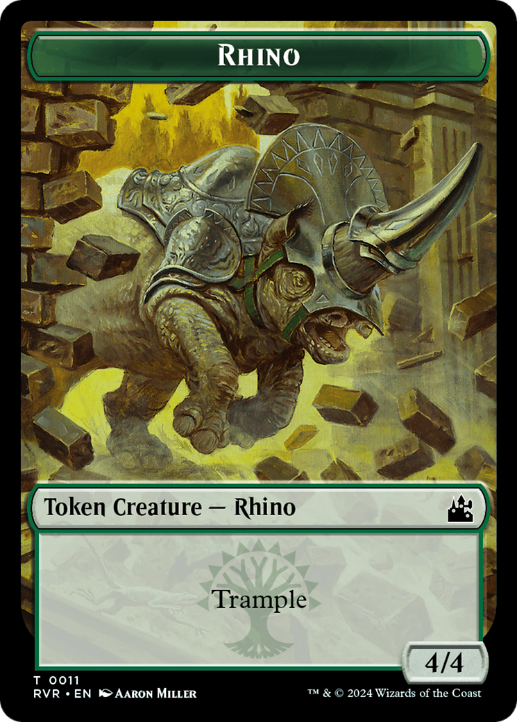 Saproling // Rhino Double-Sided Token [Ravnica Remastered Tokens] | The CG Realm