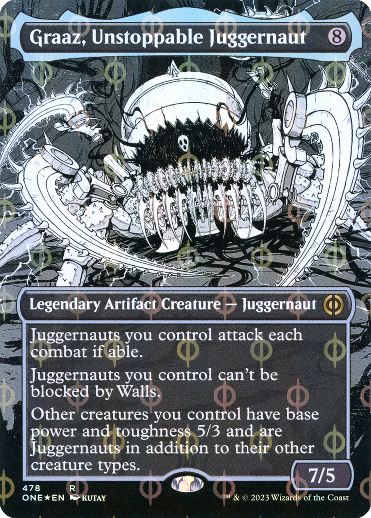 Graaz, Unstoppable Juggernaut (Borderless Manga Step-and-Compleat Foil) [Phyrexia: All Will Be One] | The CG Realm