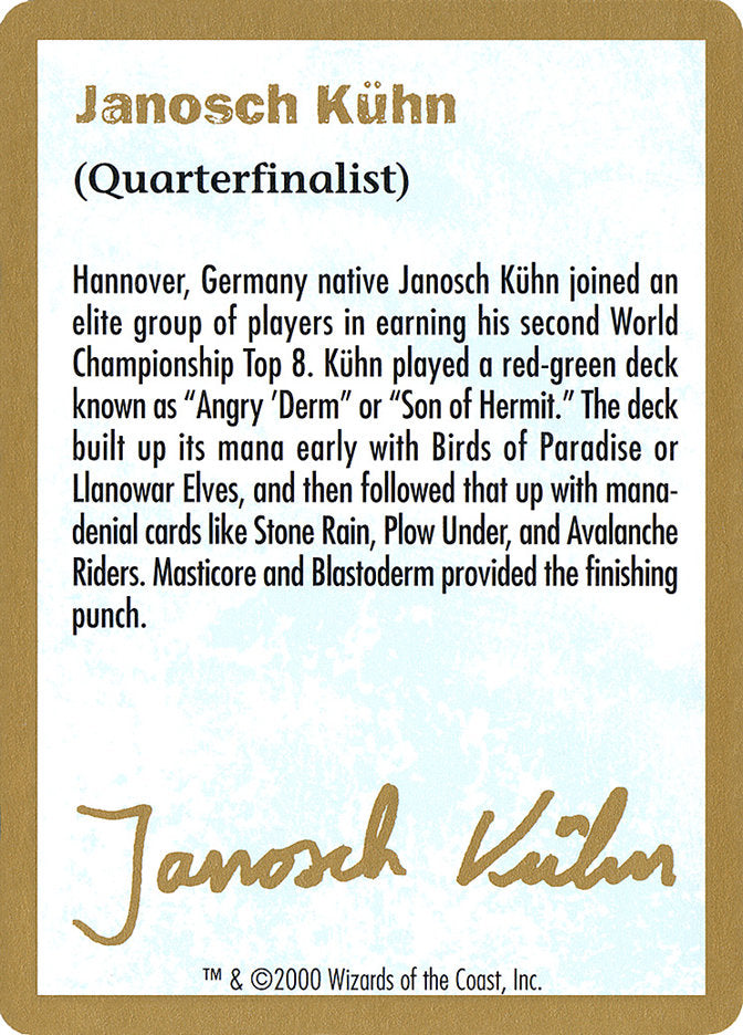 Janosch Kuhn Bio (2000) [World Championship Decks 2000] | The CG Realm