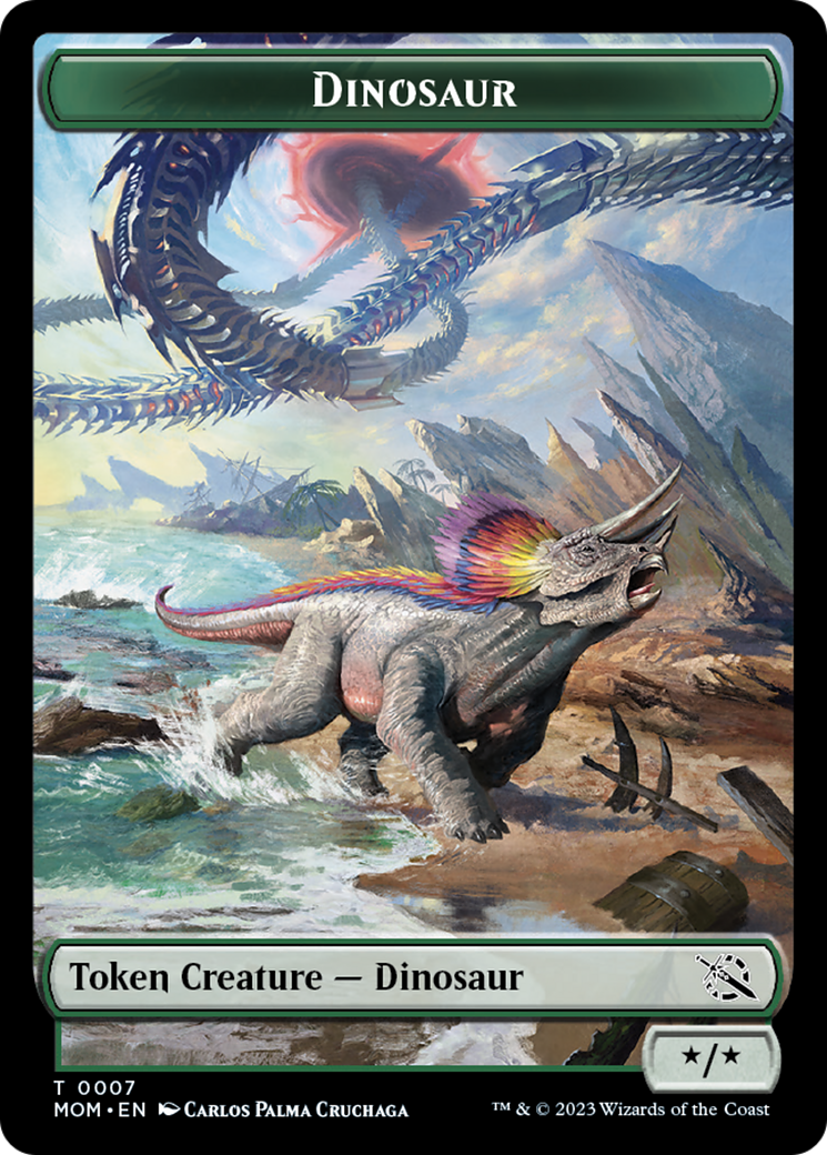 Warrior // Dinosaur Double-Sided Token [March of the Machine Tokens] | The CG Realm
