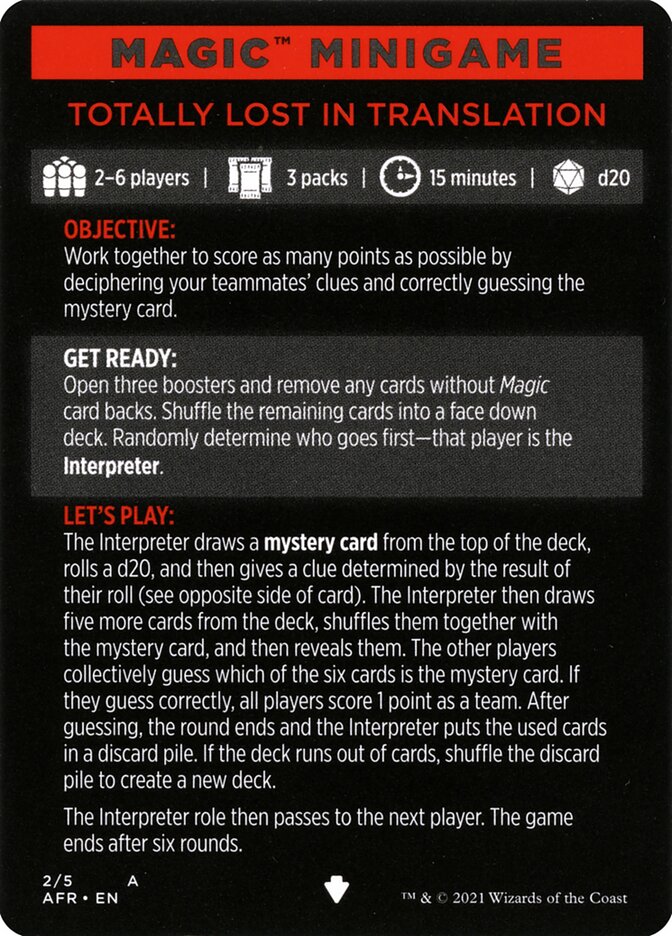 Totally Lost in Translation (Magic Minigame) [Dungeons & Dragons: Adventures in the Forgotten Realms Minigame] | The CG Realm